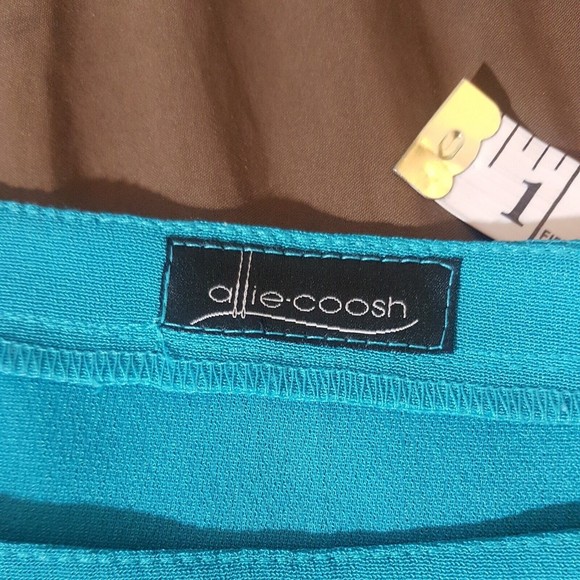 Allie Coosh Womens Blouse Green Turquoise Sz Small Spring Tunic Lagenlook Easter - Picture 8 of 13